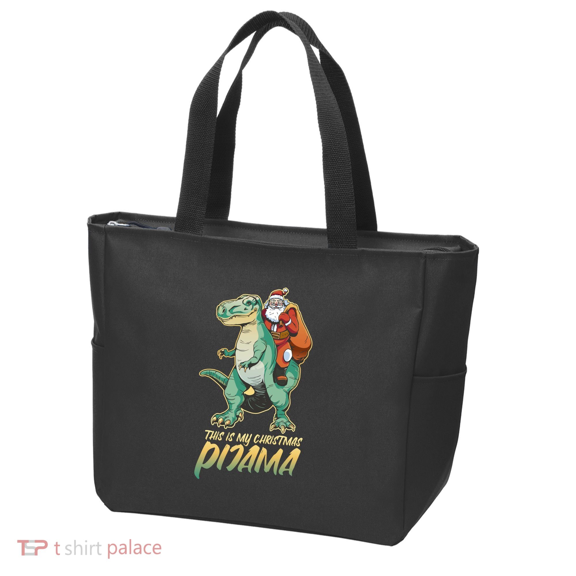 This Is My Christmas Pijama Santa Riding T Rex Tote Bag