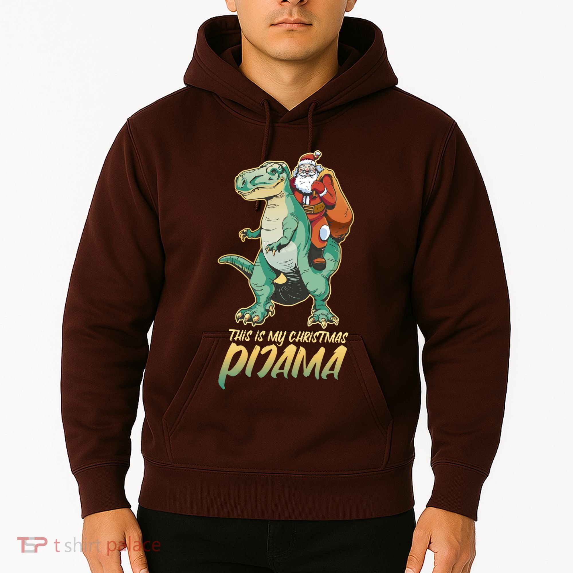 This Is My Christmas Pijama Santa Riding T Rex Hoodie
