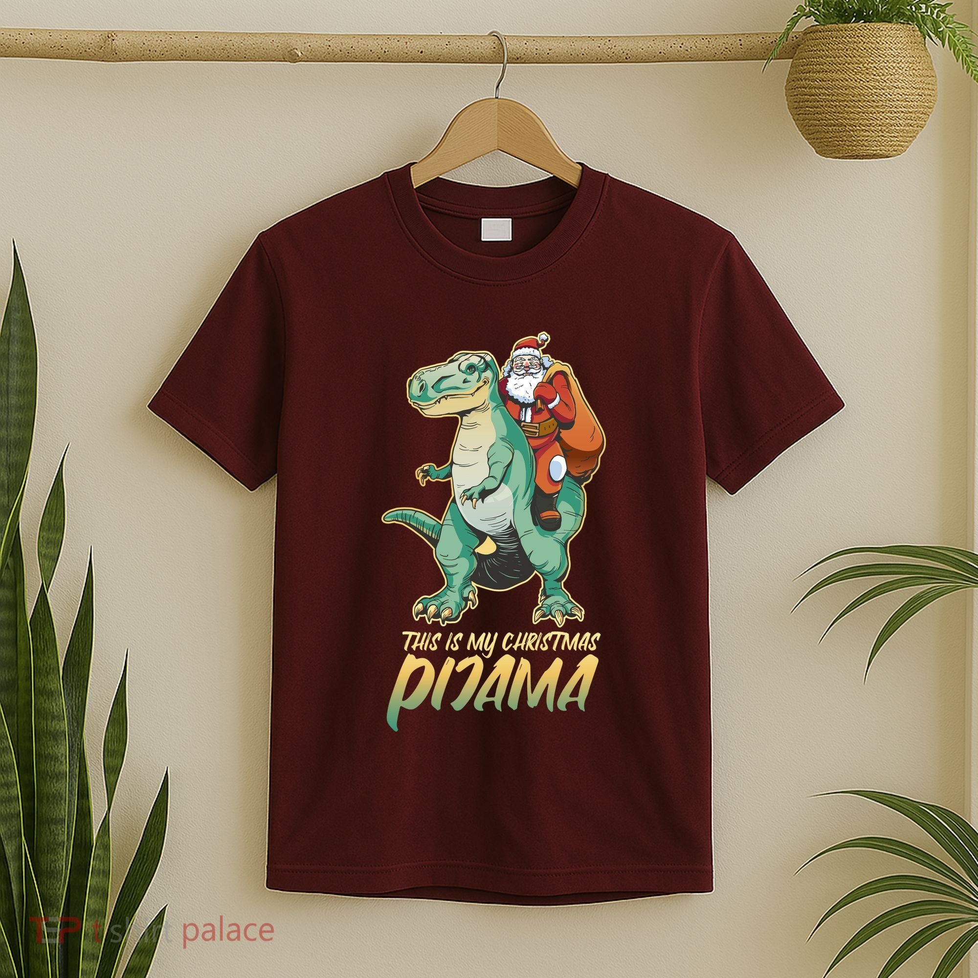 This Is My Christmas Pijama Santa Riding T Rex T-Shirt