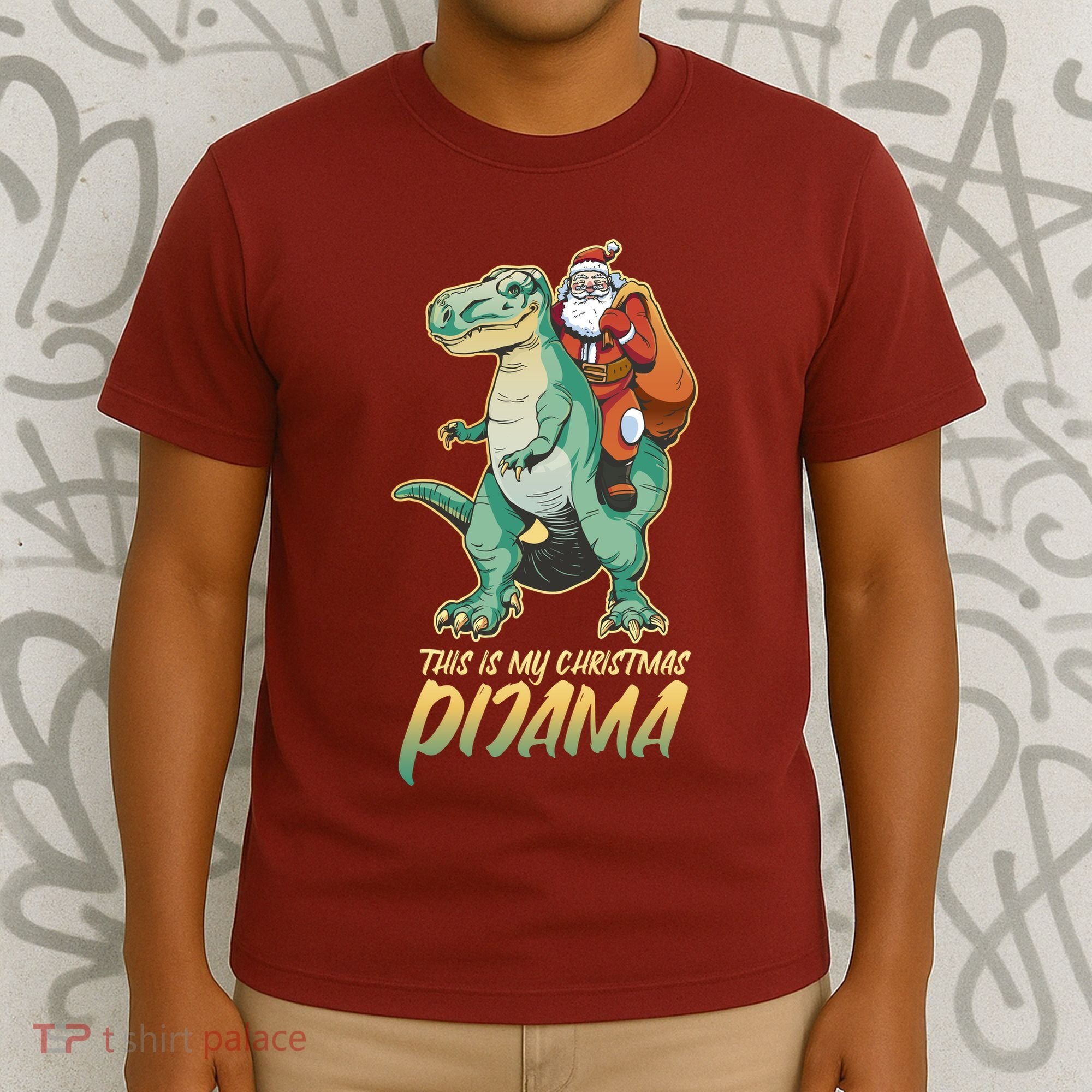 This Is My Christmas Pijama Santa Riding T Rex T-Shirt