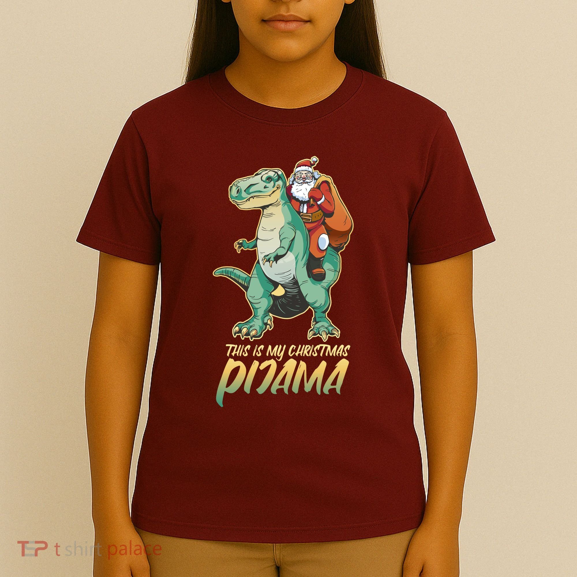 This Is My Christmas Pijama Santa Riding T Rex T-Shirt