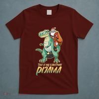 This Is My Christmas Pijama Santa Riding T Rex T-Shirt thumb 5