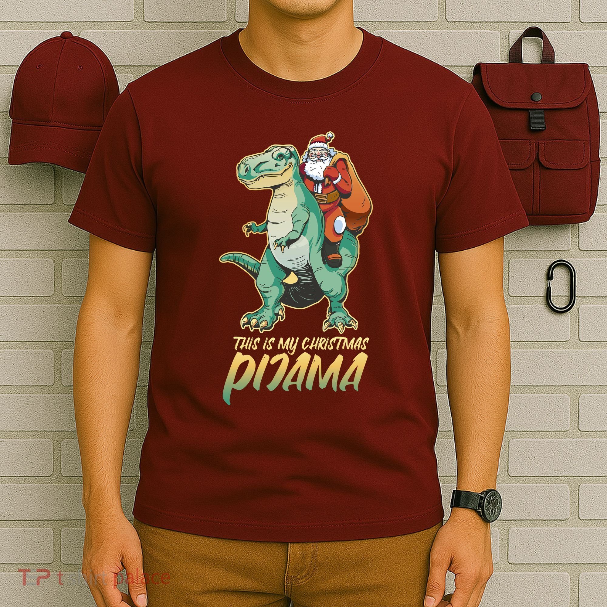 This Is My Christmas Pijama Santa Riding T Rex T-Shirt