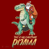 This Is My Christmas Pijama Santa Riding T Rex Mousepad thumb 1