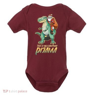 This Is My Christmas Pijama Santa Riding T Rex Baby Bodysuit