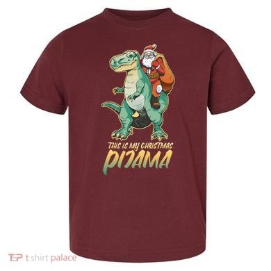 This Is My Christmas Pijama Santa Riding T Rex Toddler T-Shirt