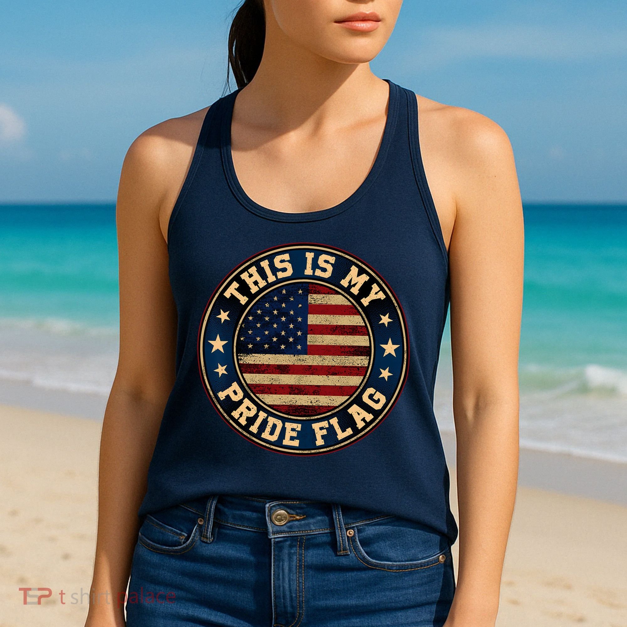 This Is My Pride Flag American Flag Men Women Women's Tank Top