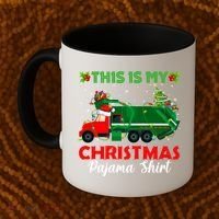 This Is My Christmas Pajama Gift Santa Garbage Truck Xmas Cute Gift Coffee Mug thumb 2