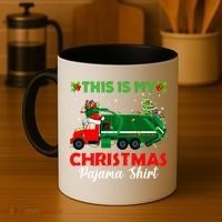This Is My Christmas Pajama Gift Santa Garbage Truck Xmas Cute Gift Coffee Mug thumb 4