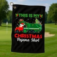 This Is My Christmas Pajama Gift Santa Garbage Truck Xmas Cute Gift Golf Towel thumb 1