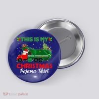 This Is My Christmas Pajama Gift Santa Garbage Truck Xmas Cute Gift Button thumb 0