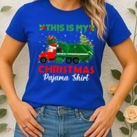 This Is My Christmas Pajama Gift Santa Garbage Truck Xmas Cute Gift Women's T-Shirt thumb 2