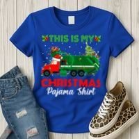 This Is My Christmas Pajama Gift Santa Garbage Truck Xmas Cute Gift Women's T-Shirt thumb 3