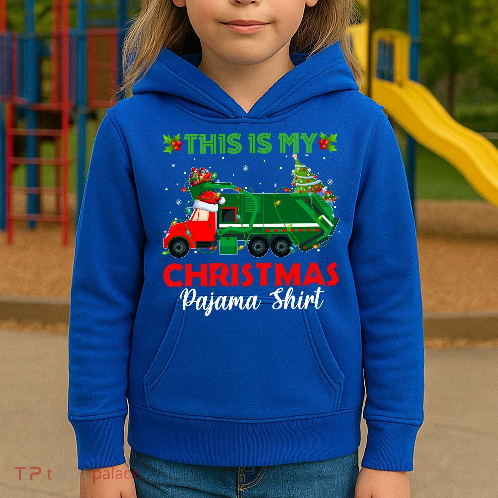 This Is My Christmas Pajama Gift Santa Garbage Truck Xmas Cute Gift Kids Hoodie