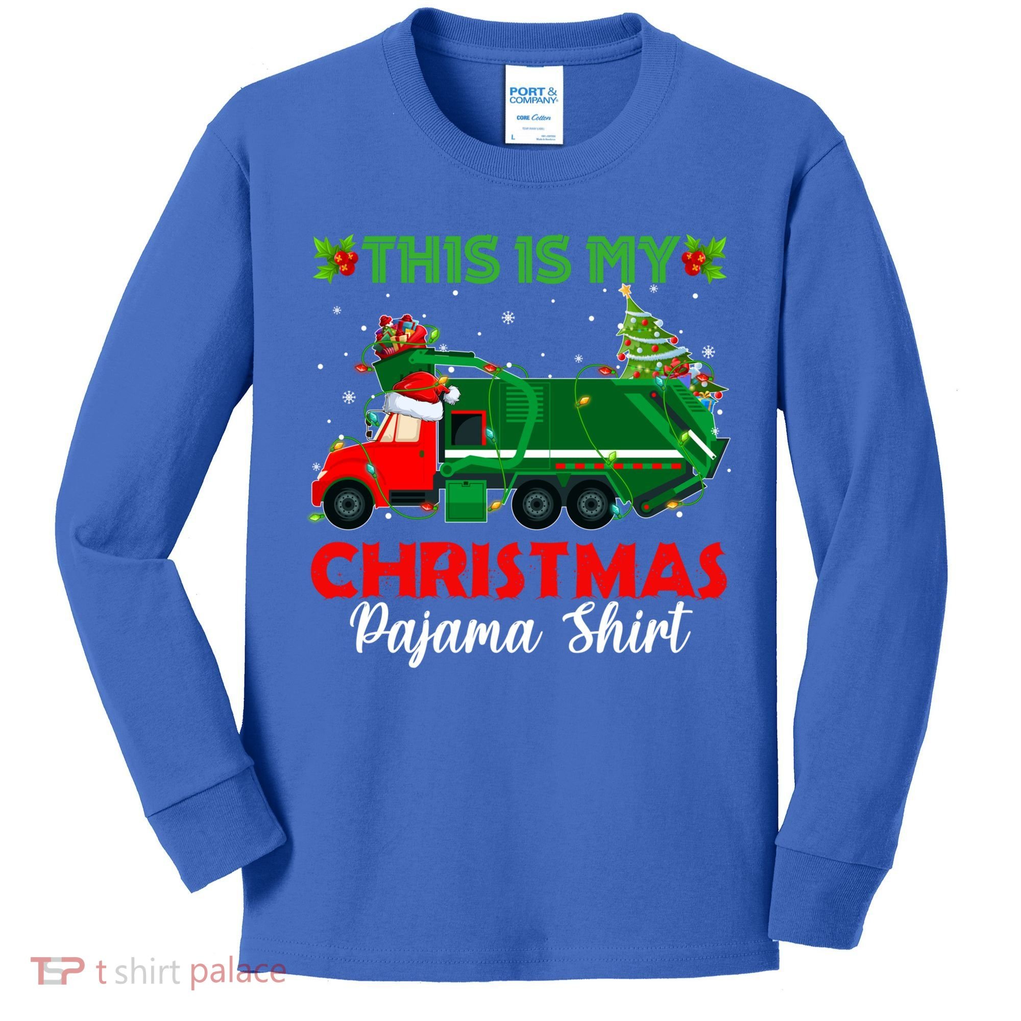 This Is My Christmas Pajama Gift Santa Garbage Truck Xmas Cute Gift Kids Long Sleeve Shirt