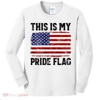 This Is My Pride Flag US Flag, 4th Of July Patriotic Kids Long Sleeve Shirt thumb 0