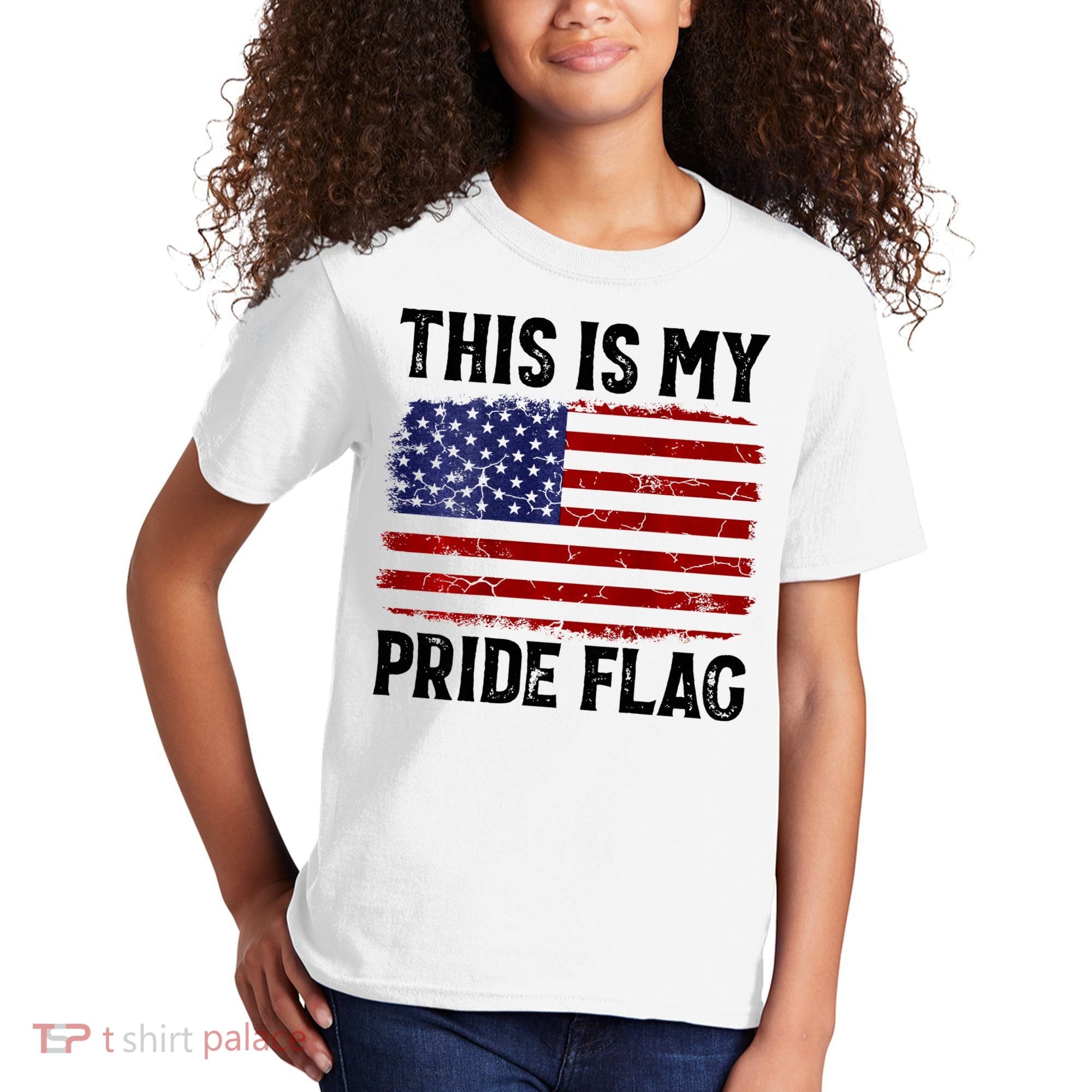 This Is My Pride Flag US Flag, 4th Of July Patriotic Kids T-Shirt