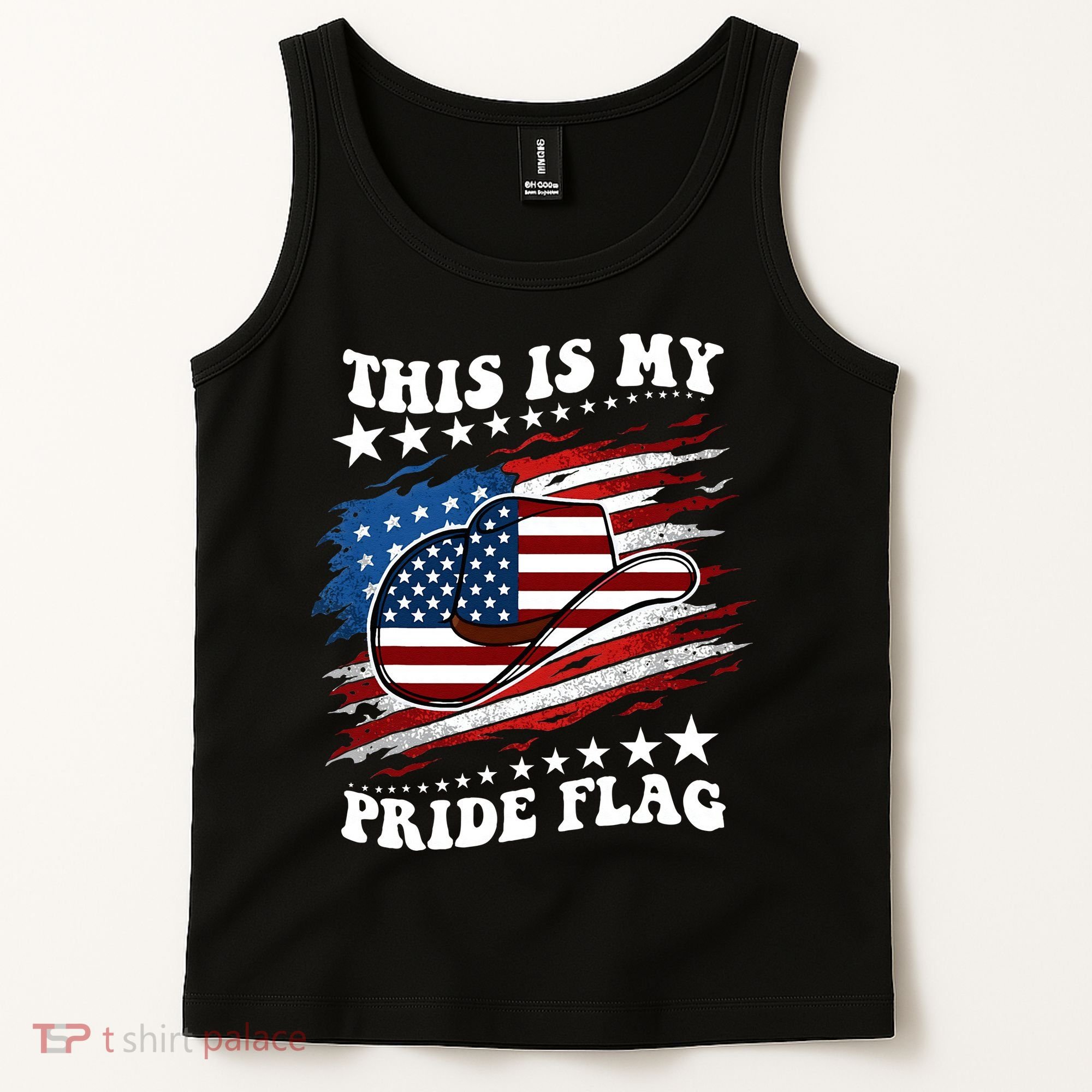 This Is My Pride Flag Usa American 4th Of July Cowboy Hat Tank Top