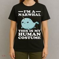This Is My Human Costume I'm A Narwhal Halloween T-Shirt thumb 4