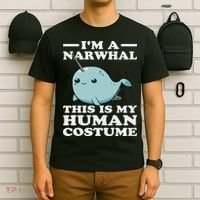 This Is My Human Costume I'm A Narwhal Halloween T-Shirt thumb 6