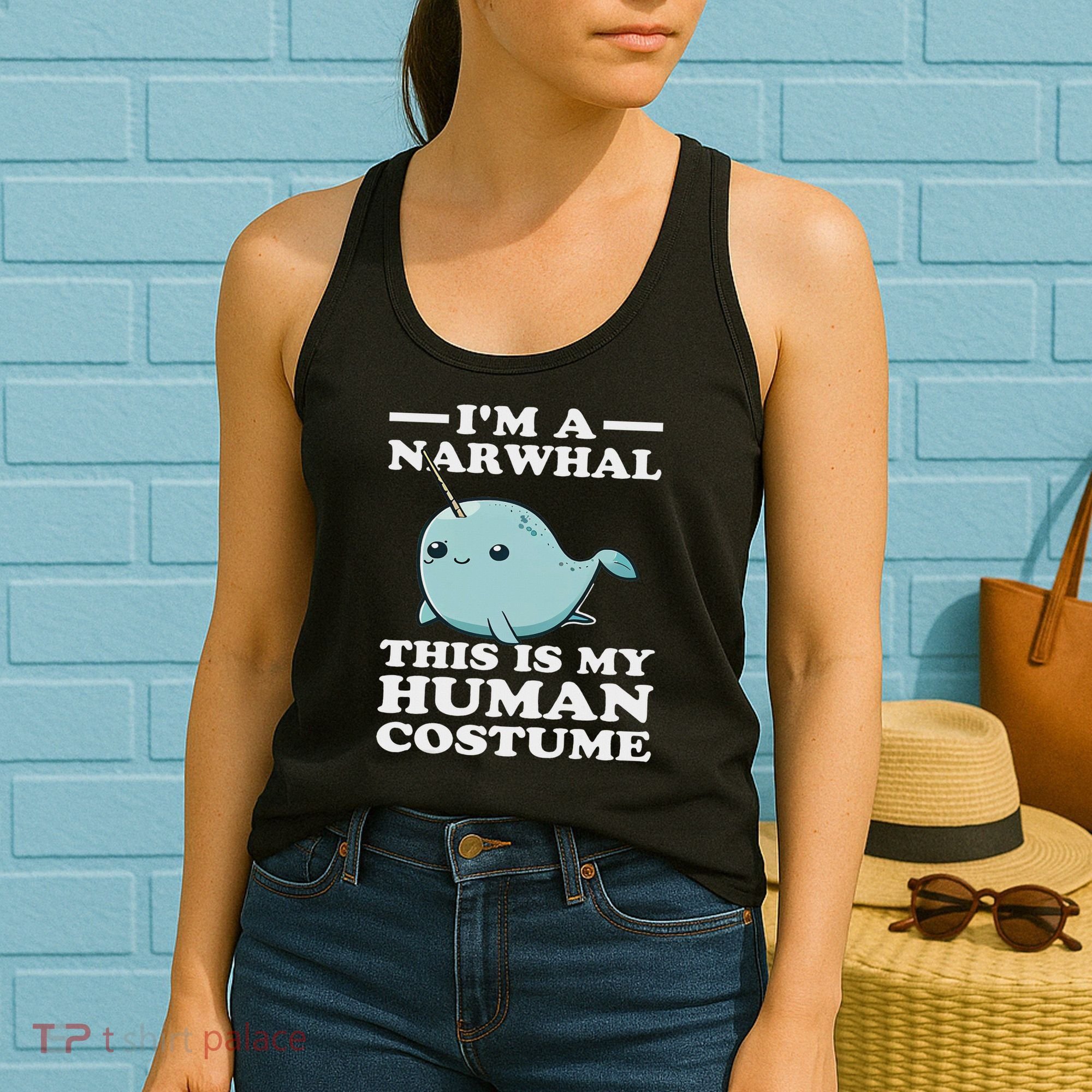 This Is My Human Costume I'm A Narwhal Halloween Women's Tank Top