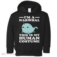 This Is My Human Costume I'm A Narwhal Halloween Toddler Hoodie thumb 0
