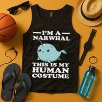 This Is My Human Costume I'm A Narwhal Halloween Tank Top thumb 4