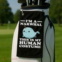 This Is My Human Costume I'm A Narwhal Halloween Golf Towel thumb 2