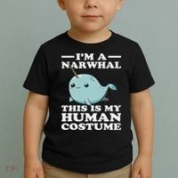 This Is My Human Costume I'm A Narwhal Halloween Toddler T-Shirt thumb 2