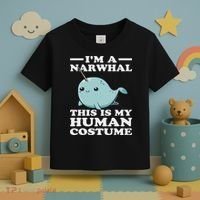 This Is My Human Costume I'm A Narwhal Halloween Toddler T-Shirt thumb 3