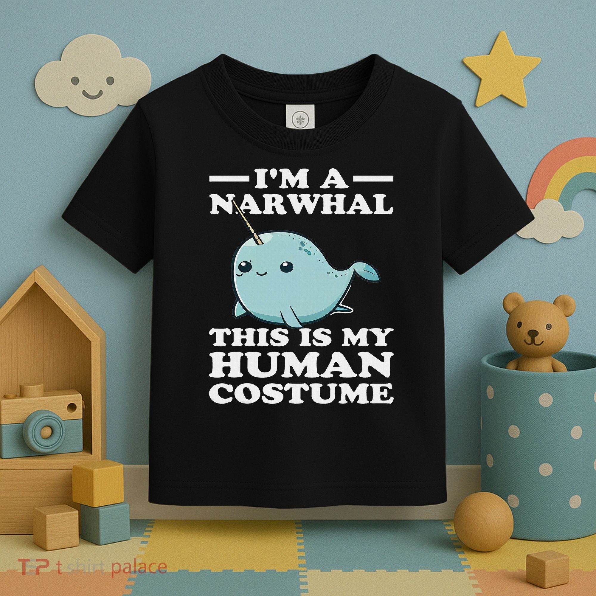 This Is My Human Costume I'm A Narwhal Halloween Toddler T-Shirt