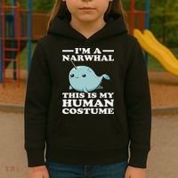 This Is My Human Costume I'm A Narwhal Halloween Kids Hoodie thumb 3