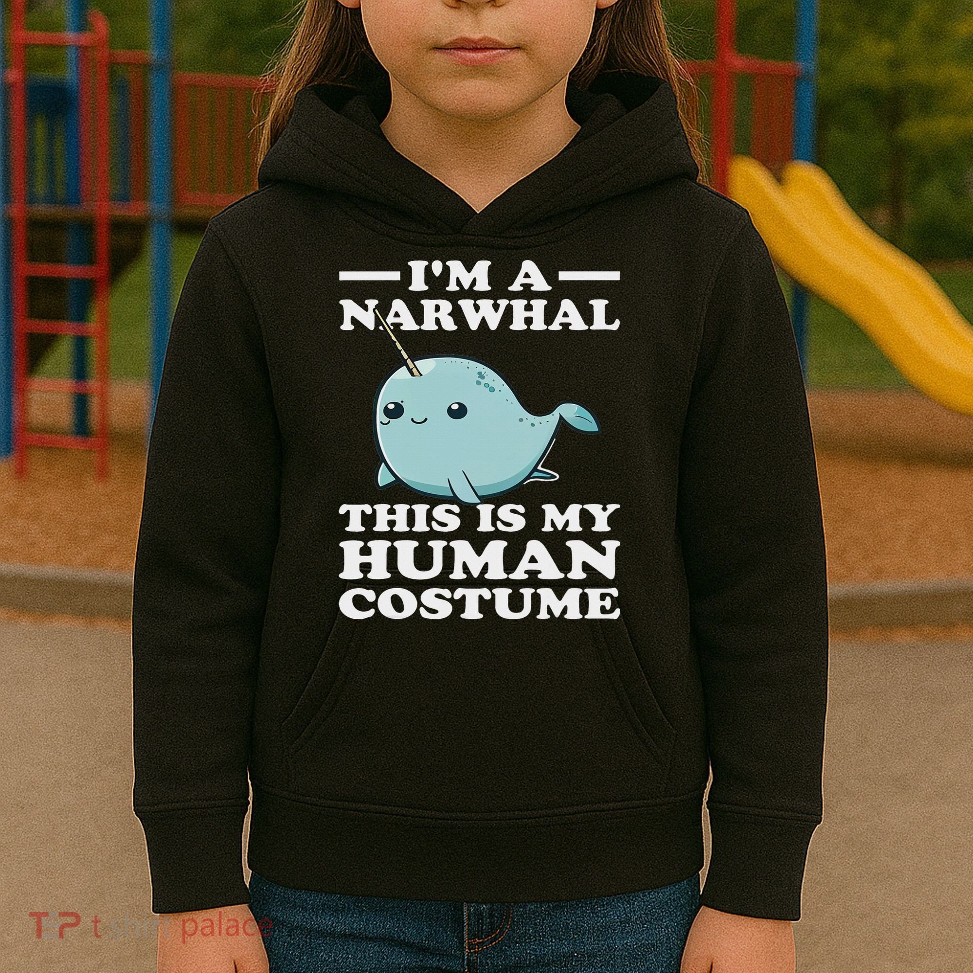 This Is My Human Costume I'm A Narwhal Halloween Kids Hoodie