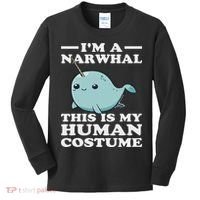 This Is My Human Costume I'm A Narwhal Halloween Kids Long Sleeve Shirt thumb 0