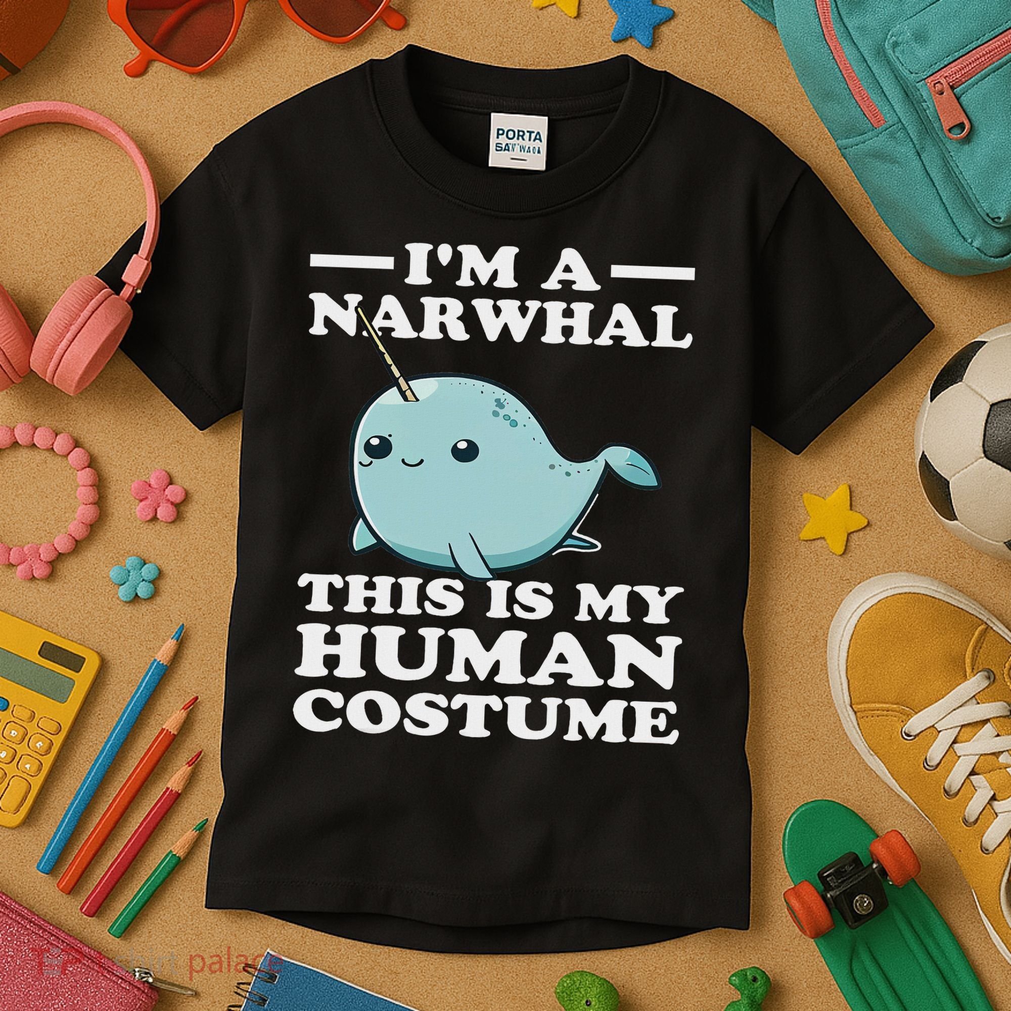 This Is My Human Costume I'm A Narwhal Halloween Kids T-Shirt
