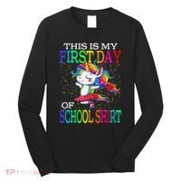 This Is My First Day Of School Back To School Unicorn Long Sleeve Shirt thumb 0