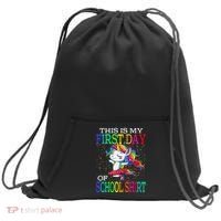 This Is My First Day Of School Back To School Unicorn Sweatshirt Cinch Pack Bag thumb 0
