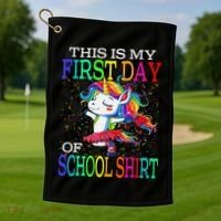 This Is My First Day Of School Back To School Unicorn Golf Towel thumb 1