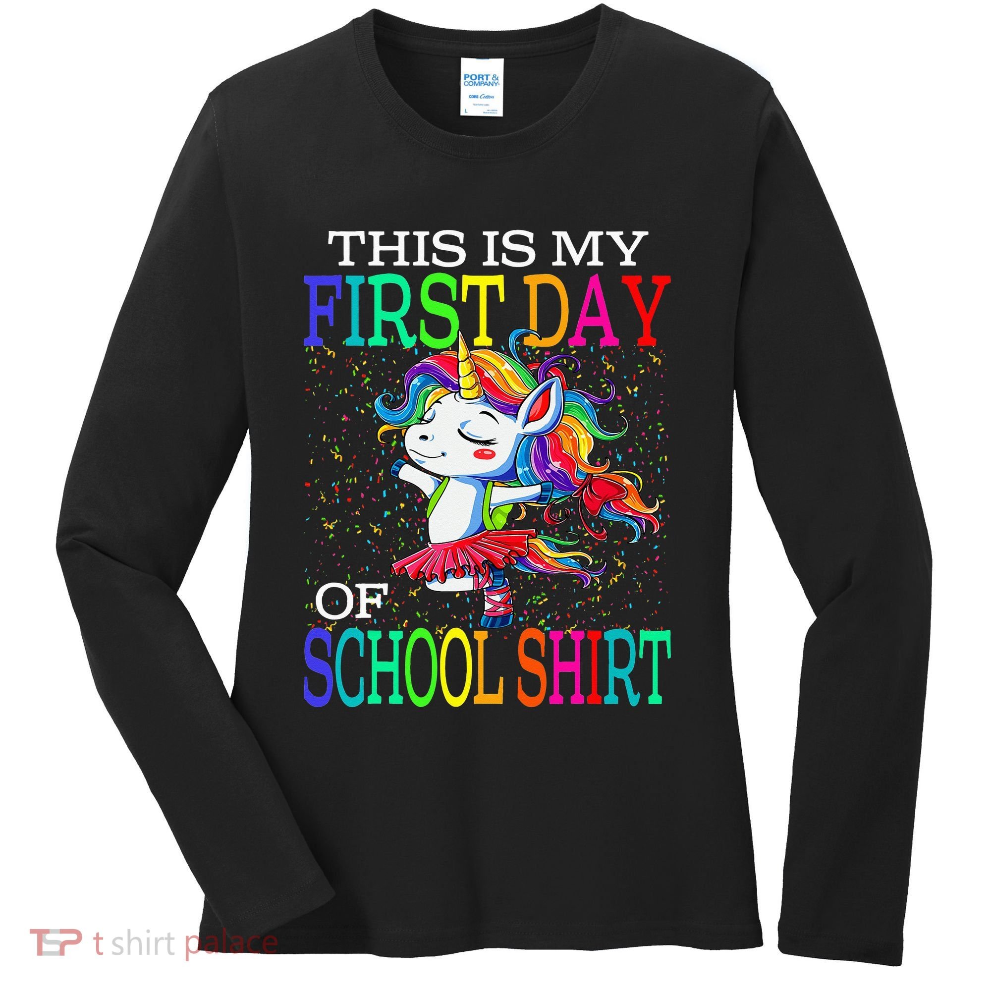 This Is My First Day Of School Back To School Unicorn Women's Long Sleeve Shirt