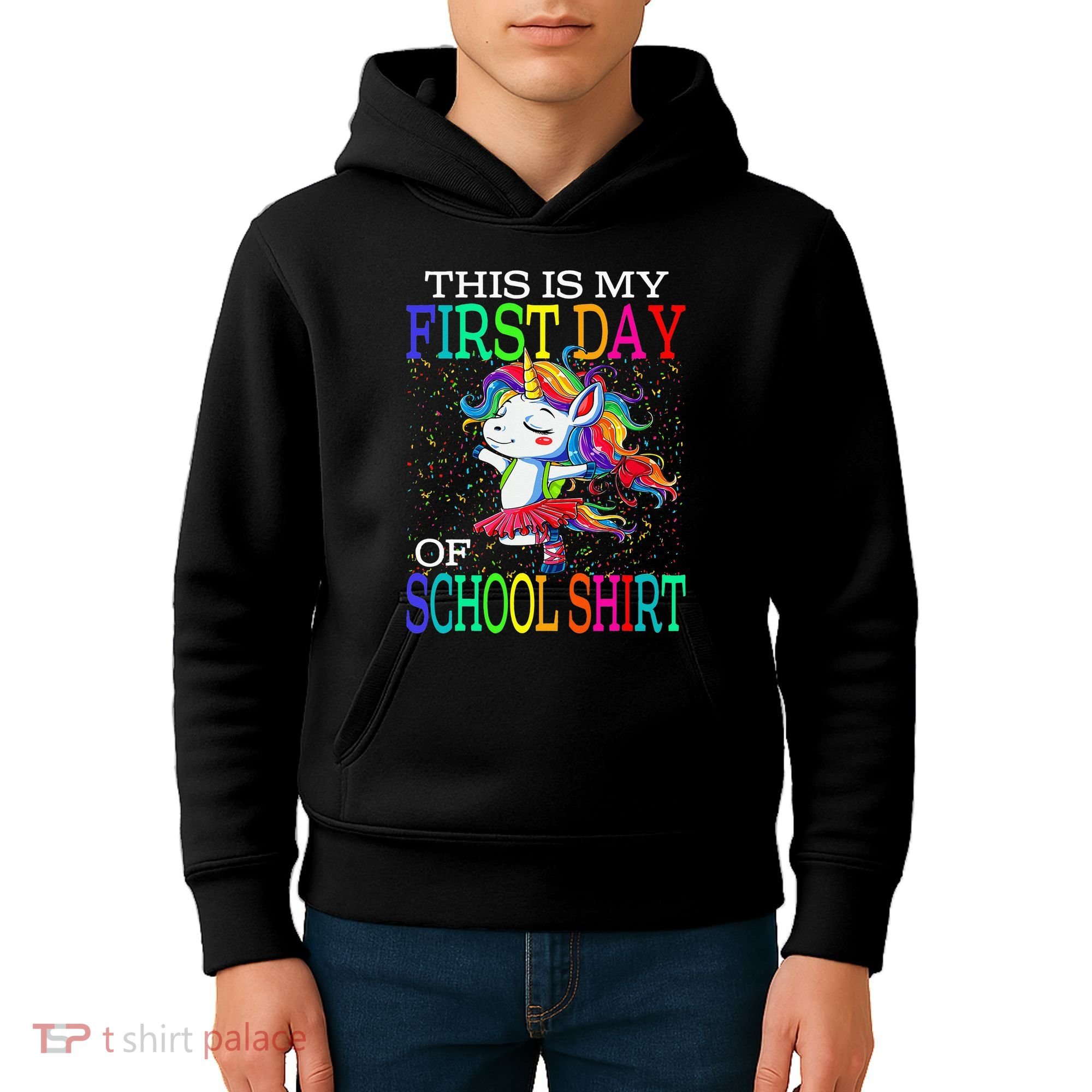 This Is My First Day Of School Back To School Unicorn Kids Hoodie