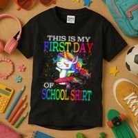 This Is My First Day Of School Back To School Unicorn Kids T-Shirt thumb 3