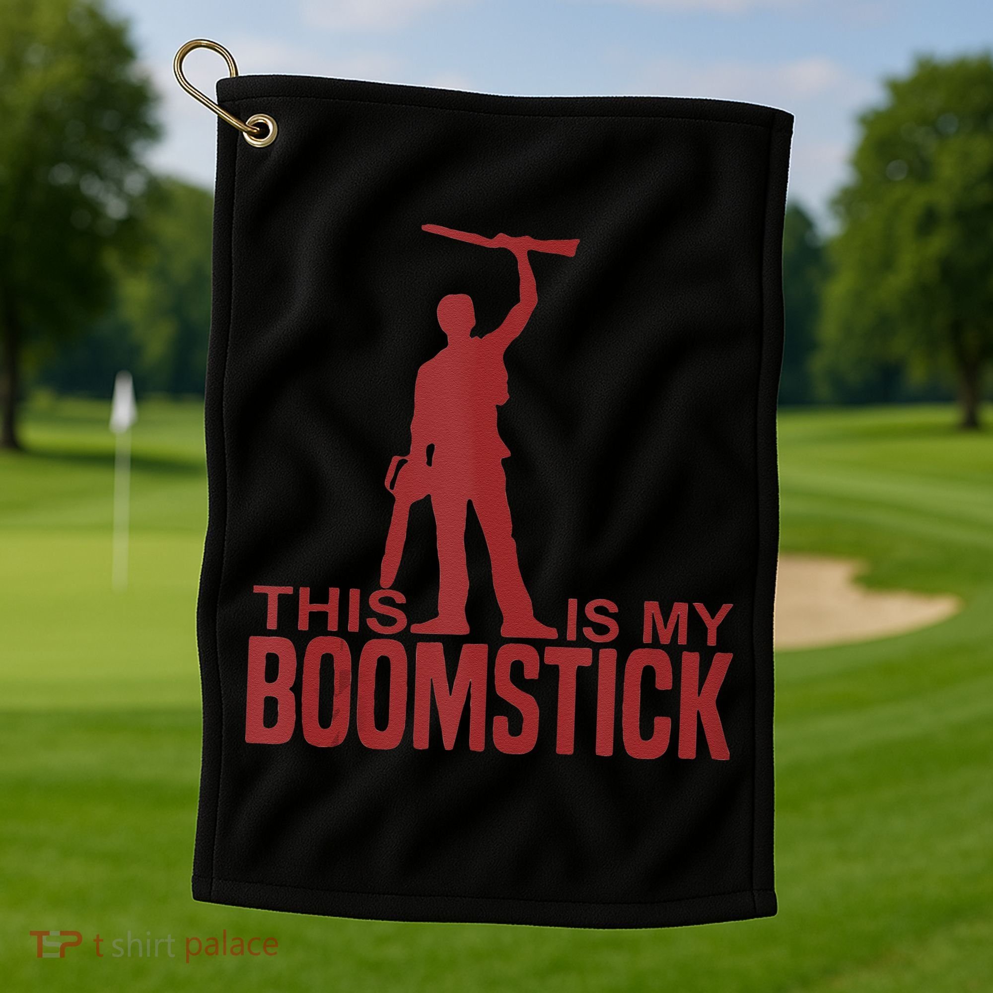This Is My Boomstick Shotgun Chainsaw Dead Evil Halloween Gift Golf Towel