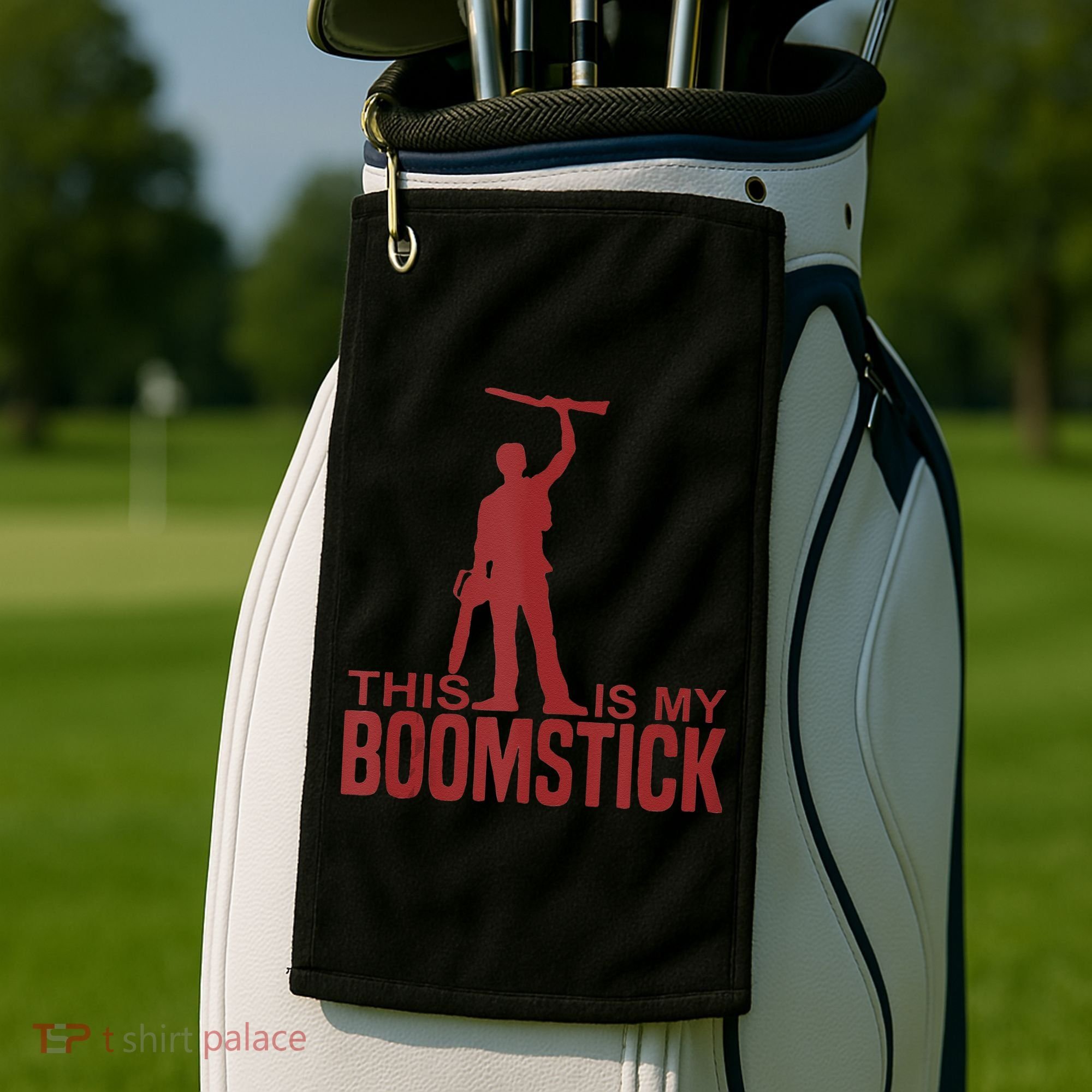 This Is My Boomstick Shotgun Chainsaw Dead Evil Halloween Gift Golf Towel