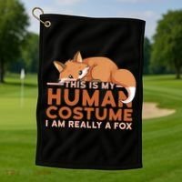 This Is My Human Costume IM Really A Fox Halloween Funny Golf Towel thumb 1
