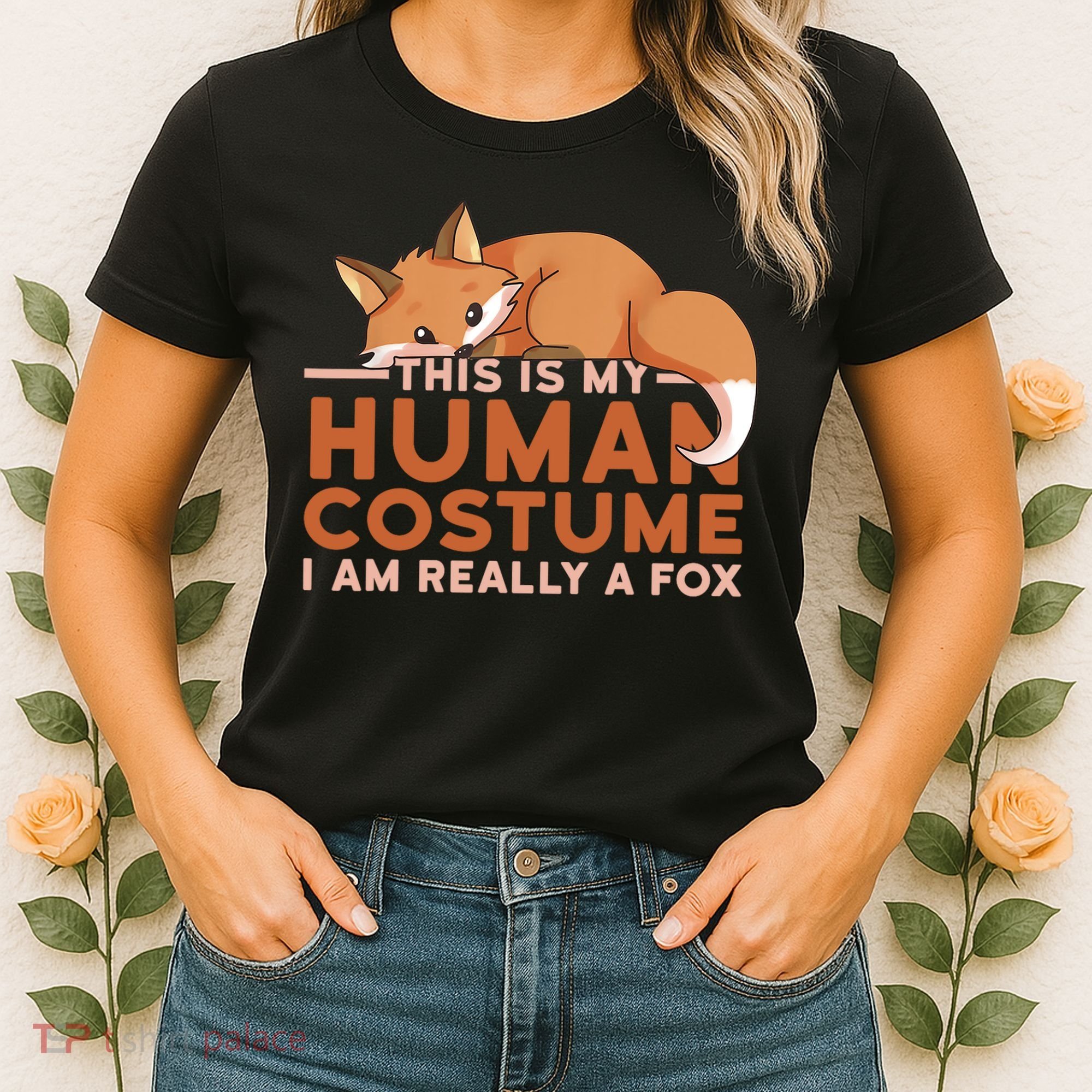 This Is My Human Costume IM Really A Fox Halloween Funny Women's T-Shirt