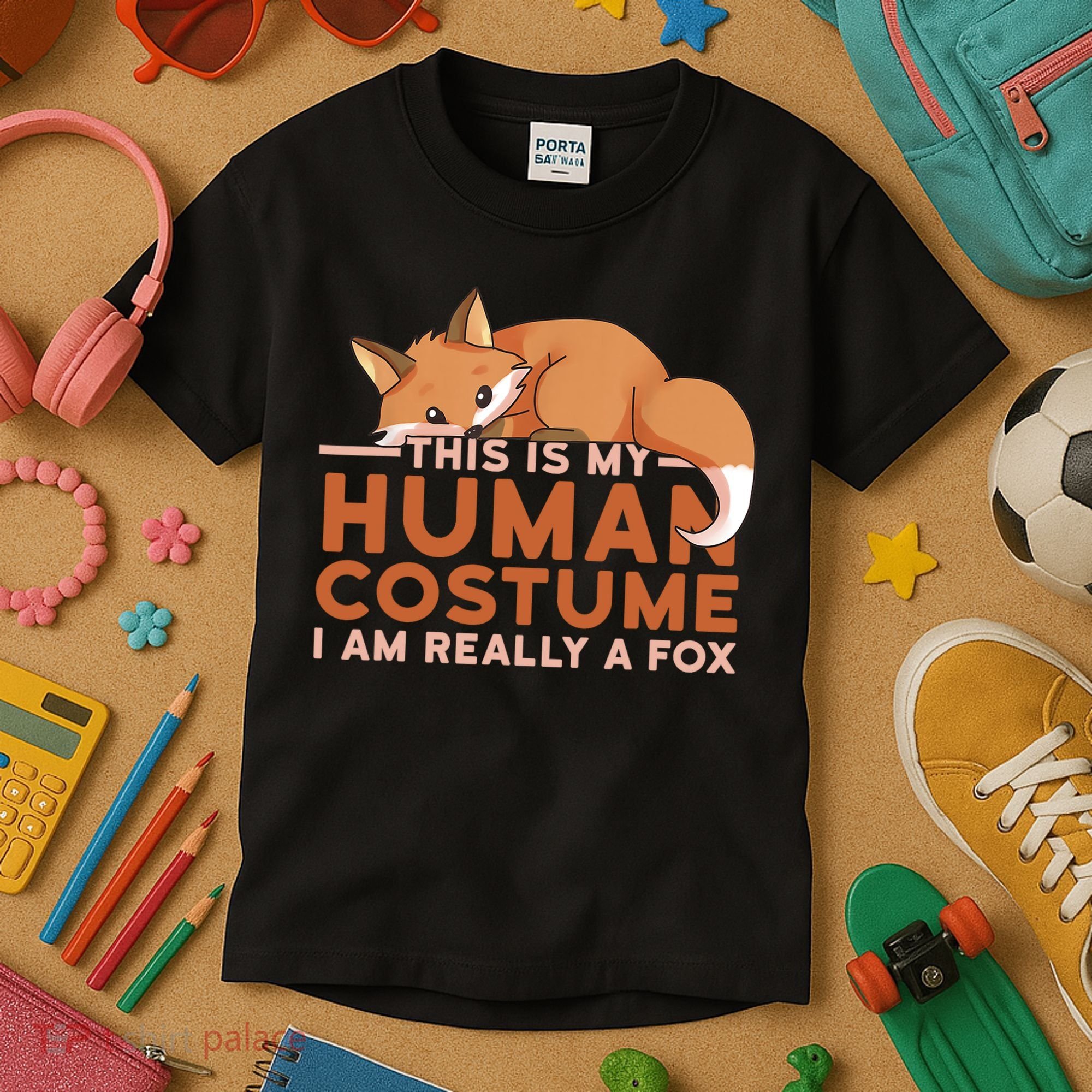 This Is My Human Costume IM Really A Fox Halloween Funny Kids T-Shirt