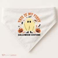 This Is My First Halloween Costume Cute Ghost USA-Made Doggie Bandana thumb 0