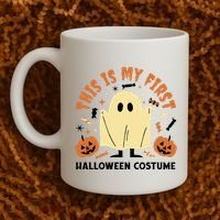 This Is My First Halloween Costume Cute Ghost Coffee Mug thumb 2