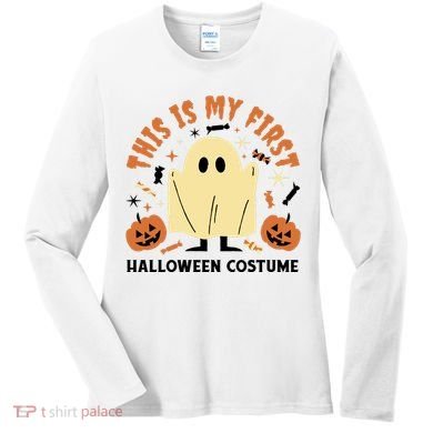 This Is My First Halloween Costume Cute Ghost Women's Long Sleeve Shirt