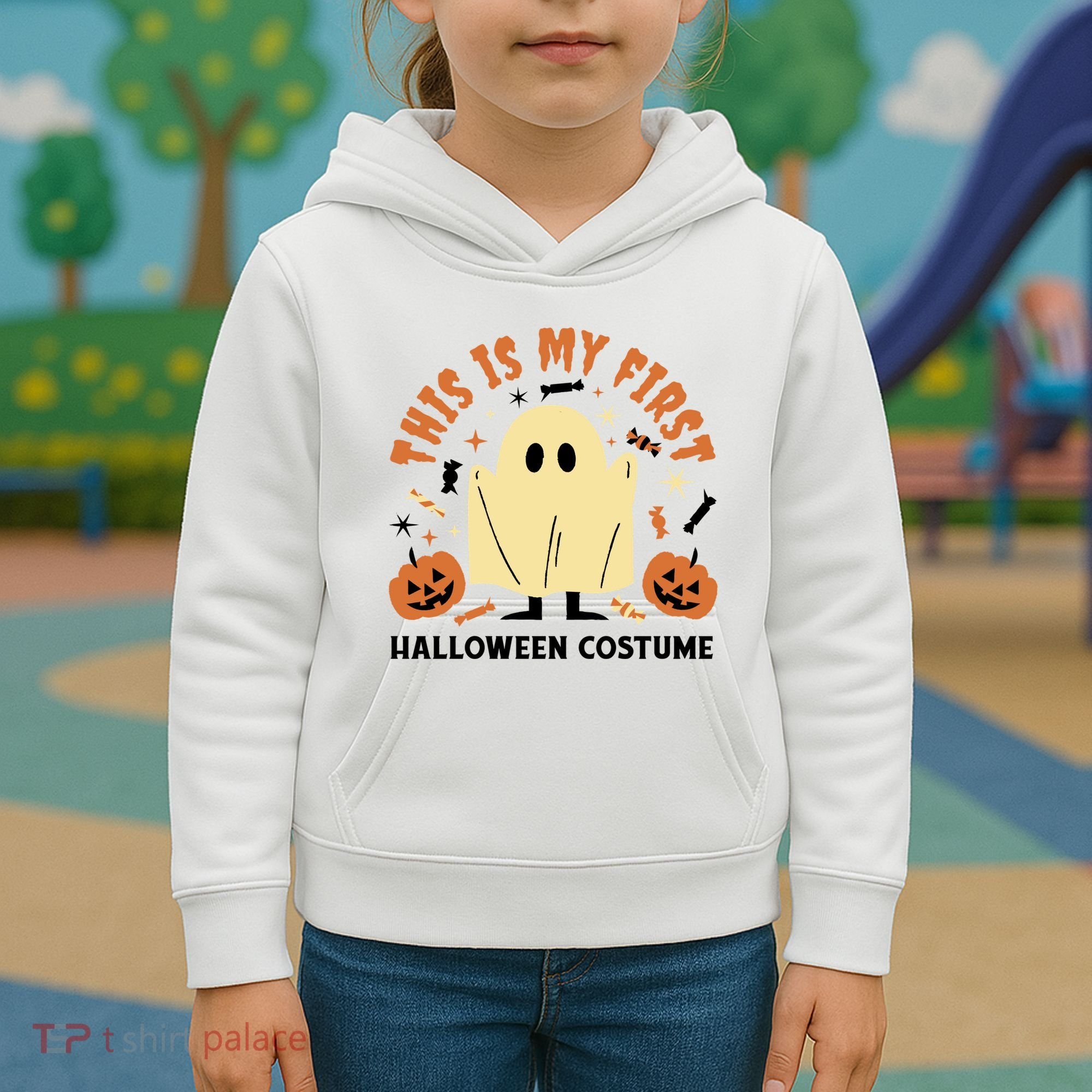 This Is My First Halloween Costume Cute Ghost Kids Hoodie